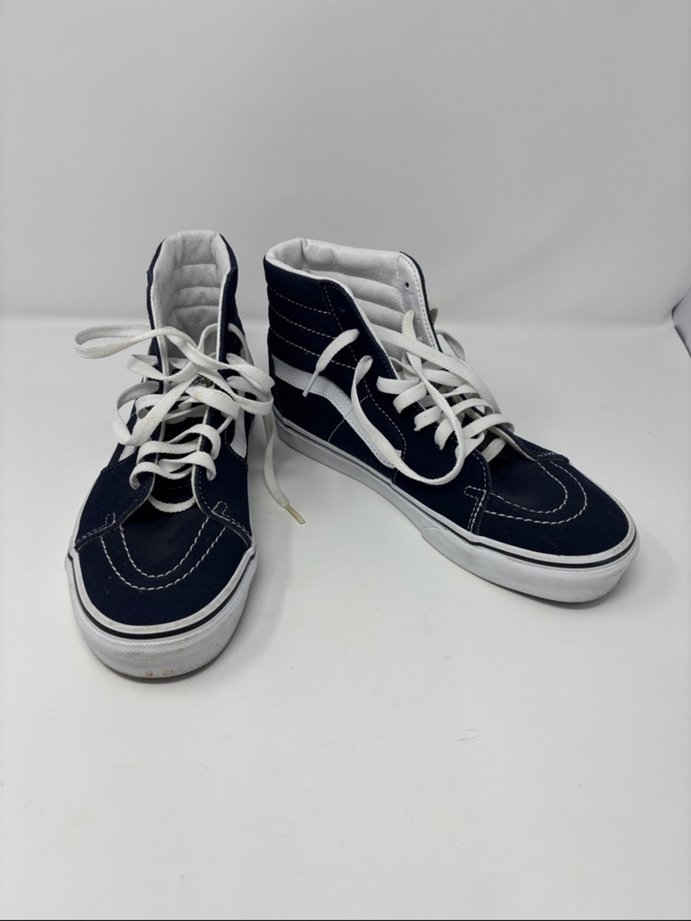 Vans Navy and White Sk8-Hi Canvas High Tops 7.5